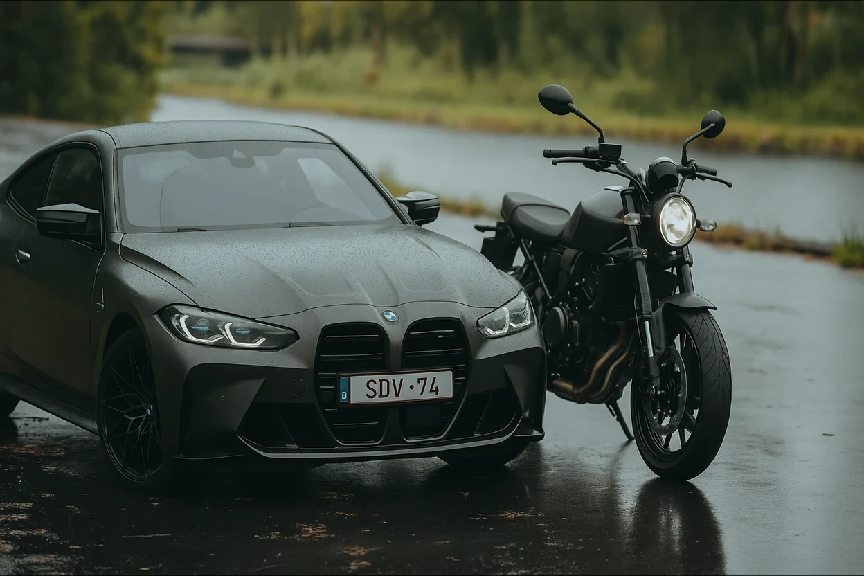 GPT-4o result for Replace the car in the red circle with a motorcycle.
