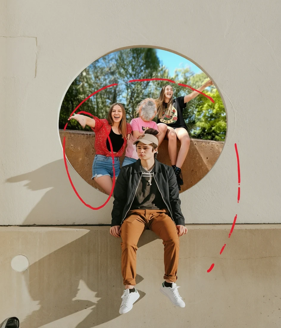 Qwen-Edit-2509 result for Insert the woman in the red circle from the second image into the red circle in the first image.