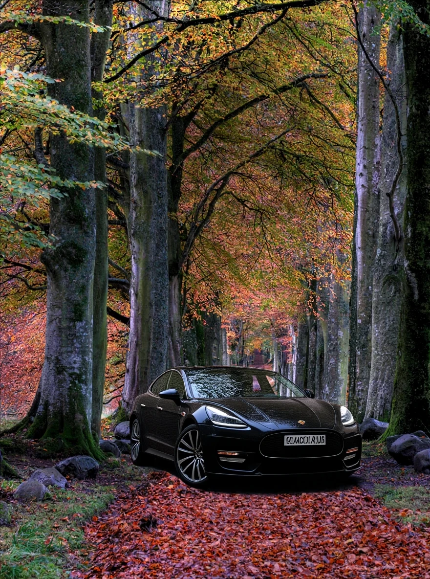 DreamOmni3 result for Add a black car inside the blue circle.
