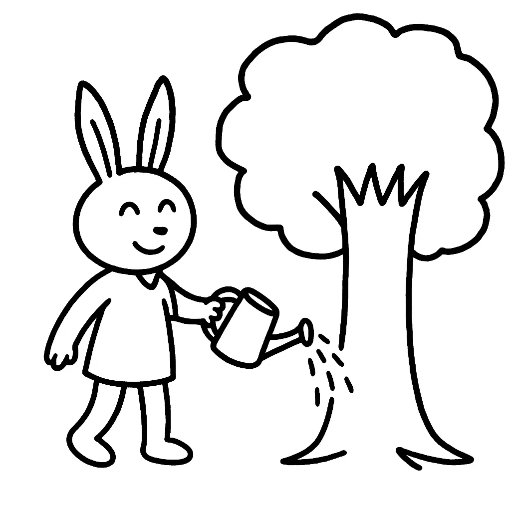 GPT-4o result for A person with rabbit ears is watering a tree.