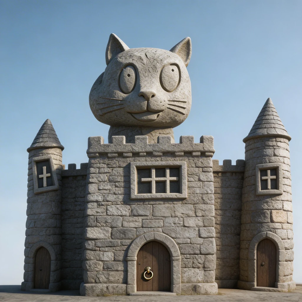 DreamOmni3 result for Render the building in the image to look realistic.