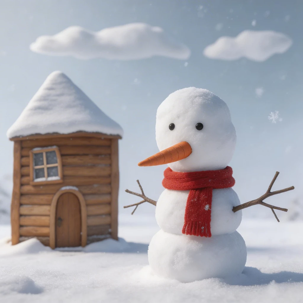 DreamOmni3 result for Snowman and house.